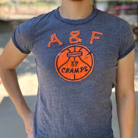 NEW ABERCROMBIE MEN VINTAGE BASKETBALL CHAMPS T SHIRT MUSCLE DISTRESSED COLLEGE - Picture 9 of 16